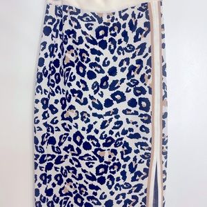 High-Waist Leopard Ripped Pencil Skirt